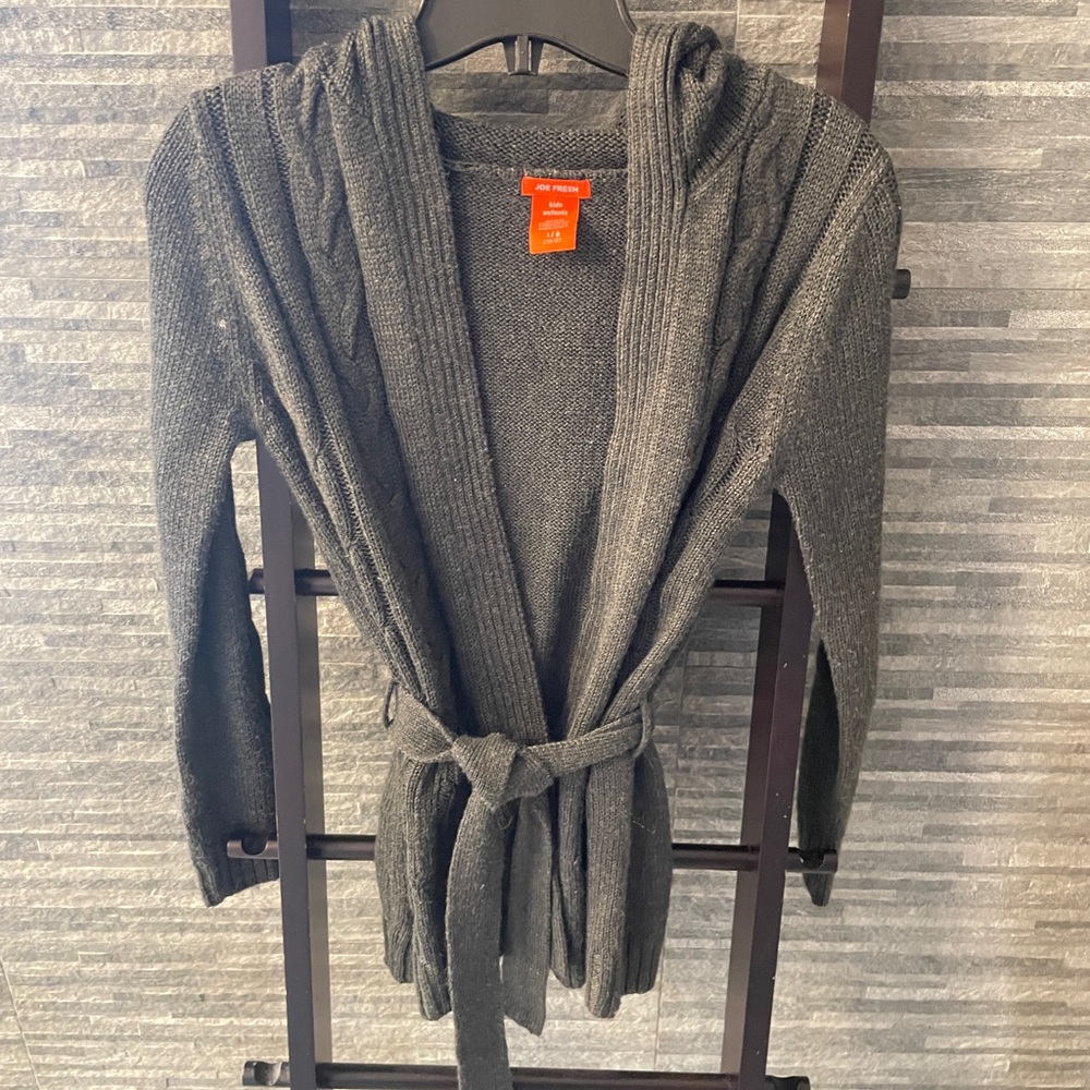 Joe Fresh Size 10/12 Cable Knit Hooded Sweater
